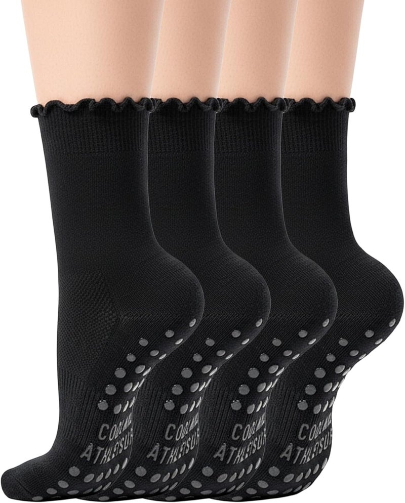 CoolMate Store Pilates Socks with Grips for Women, Yoga Socks, Crew Non Slip Women for Barre, Pilates Gifts - Image 1